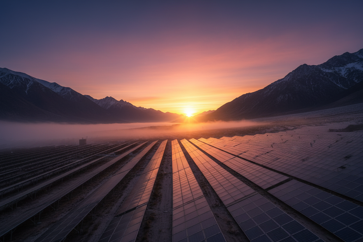 solar panels in a valley